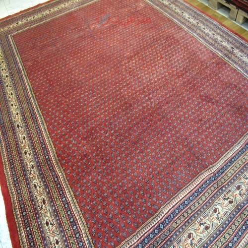 خرید آنلاین، فرش ساروق مير طرح بته مير سراسر بافت دست،  رنگ زمینه لاكي با حاشیه كرم کد ۳۹۴۷۸، قمیت مناسب | چترزندگی