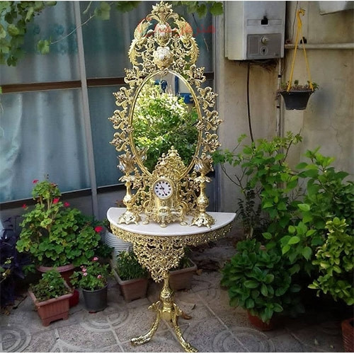 خرید آنلاین، سرویس کامل آینه شمعدان و میز کنسول و ساعت آلیاژ، به قیمت تولیدی _ هنرظریف