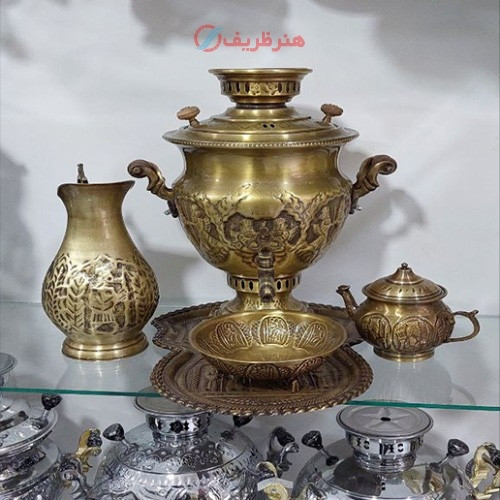 خرید، قیمت و مشخصات سرویس کامل سماور ذغالی لبه دار طرح مروارید حجم 5 لیتری و بسیار با کیفیت، به قیمت تولیدی _ هنرظریف