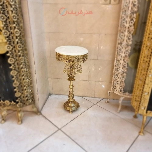 خرید، قیمت و مشخصات میز تلفن تک پایه برنزی طرح جدید مدل گل سرخ شیک و خاص، زیر قیمت بازار _ هنرظریف