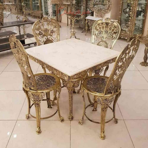 خرید، قیمت و مشخصات نهارخوری ۴ نفره، رنگ ثابت با کیفیت عالی و روکش برنز با استحکام و ماندگاری بالا _ هنرظریف