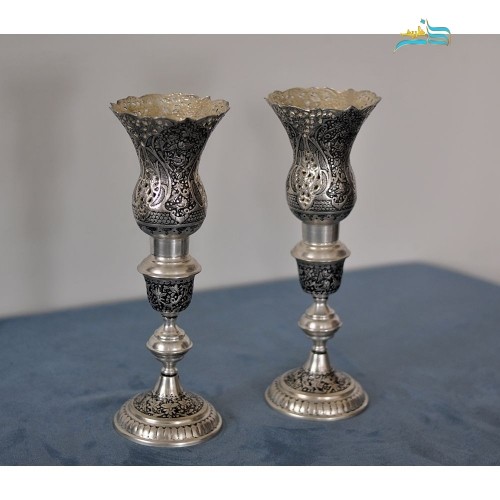 خرید آنلاین، شمعدان قلم زنی با کیفیت و با دوام، آبکاری شده و بدون تغییر رنگ با روکش کوره ای، زیر قیمت بازار | چترزندگی