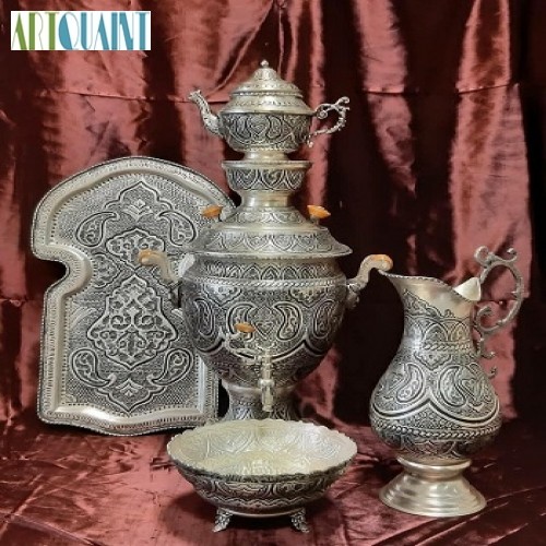 خرید آنلاین، سرویس کامل سماور  برنجی ریز قلم‌ 6 لیتری، بدون تغییر رنگو دارای روکش کوره ای، زیر قیمت بازار | چترزندگی