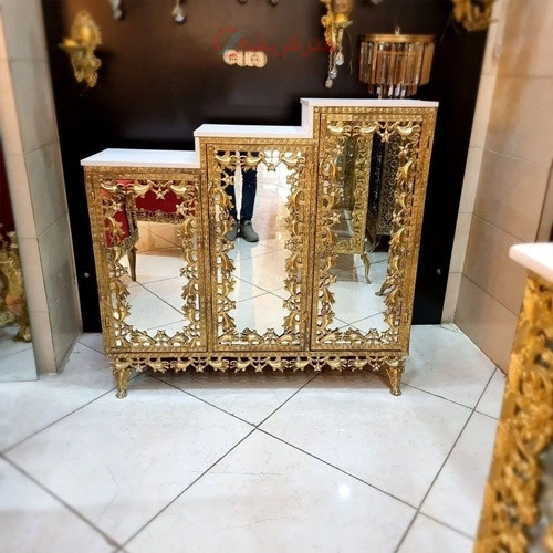 خرید، قیمت و مشخصات جاکفشی برنزی با تسمه گل آفتابگردان و صفحه هایگلاس، رنگ ثابت با کیفیت ممتاز _ هنرظریف
