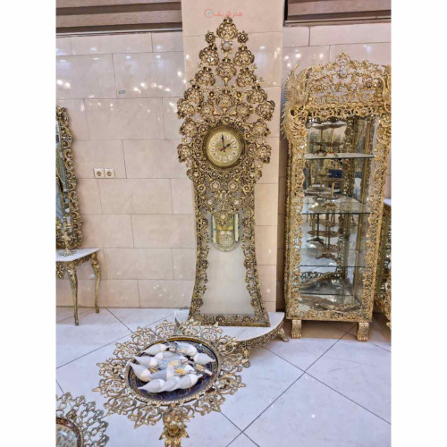 خرید، قیمت و مشخصات ساعت ایستاده لاکچری روکش برنز با طراحی خاص و منحصر به فرد با کیفیت بالا و ثبات رنگ _ هنرظریف