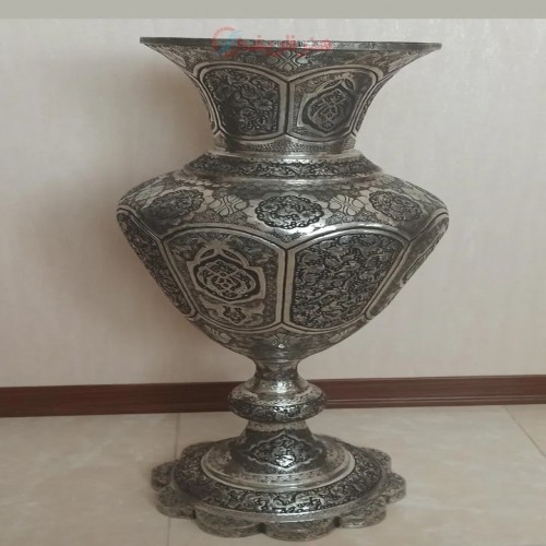خرید آنلاین، گلدان مسی بزرگ قلمزنی شده 1 متری، پر نقش و زیبا، قلم دست با کیفیت بالا، زیر قیمت بازار | چترزندگی