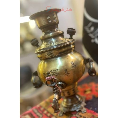خرید آنلاین، سرویس سماور یک لیتری طرح ساده دسته گوشواره، رنگ ثابت، کیفیت درجه یک و رنگ ثابت _ هنرظریف