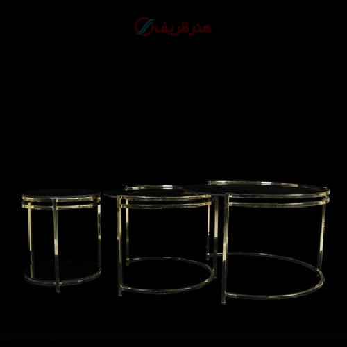 خرید، قیمت و مشخصات ست جلو مبلی و عسلی ونیزی جنس پروفیل و شیشه و رنگ طلایی _ هنرظریف