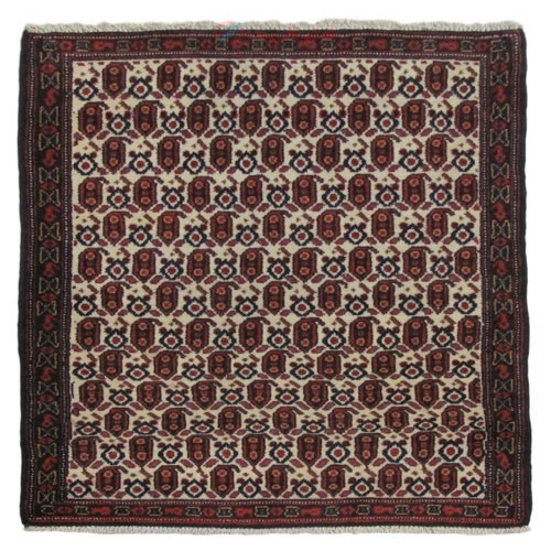 خرید آنلاین، فرش دستباف سنندج کد 37102 در طرح بته با زمینه کرم و حاشیه سرمه ای مدل پشتی، زیر قیمت بازار | چترزندگی