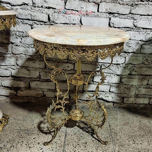 خرید، قیمت و مشخصات میز فرانسوی گل رز سه پایه، فوق العاده شیک با آبکاری درجه یک _ هنرظریف