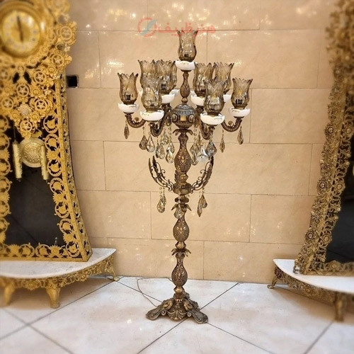 خرید، قیمت و مشخصات کنار سالنی 6 شاخه برنزی رنگ آنتیک دارای ضمانت 10 ساله رنگ، زیر قیمت بازار _ هنرظریف