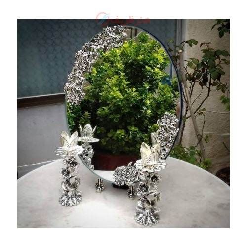 خرید آنلاین، سرویس آینه و شمعدان نقره ای، مناسب برای سفره هفت سین و مراسم عقد، به قیمت تولیدی _ هنرظریف