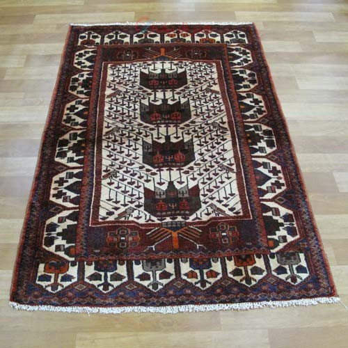 خرید آنلاین، فرش دستباف خمسه زنجان کد 38074 در سایز ذرع و نيم، طرح سيب گلاب با رنگ زمینه كرم، زیر قیمت بازار | چترزندگی