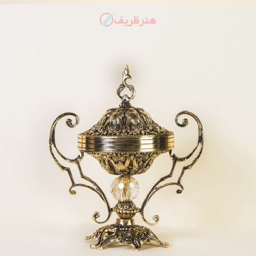 خرید، قیمت و مشخصات قندان وسط کریستال سایز متوسط جنس برنزی کیفیت درجه یک _ هنرظریف