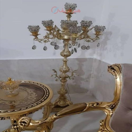 خرید آنلاین، آباژور آلیاژی آلومنیوم طرح شاخه لاله عباسی، دارای 4 شاخه 9 روشنایی ارتفاع 170 آبکاری برنز، قیمت مناسب | چترزندگی
