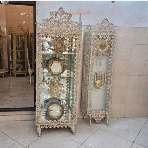 خرید، قیمت و مشخصات بوفه و ساعت آلیاژ طرح نیلوفر رنگ استخوانی درجه یک، زیر قیمت بازار _ هنرظریف