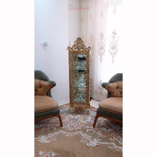 خرید آنلاین، مینی ویترین 2 تاج در طرح گل، عرض 40 ارتفاع 120، جنس آلیاژ آلومنیوم با آبکاری برنز، زیر قیمت بازار | چترزندگی