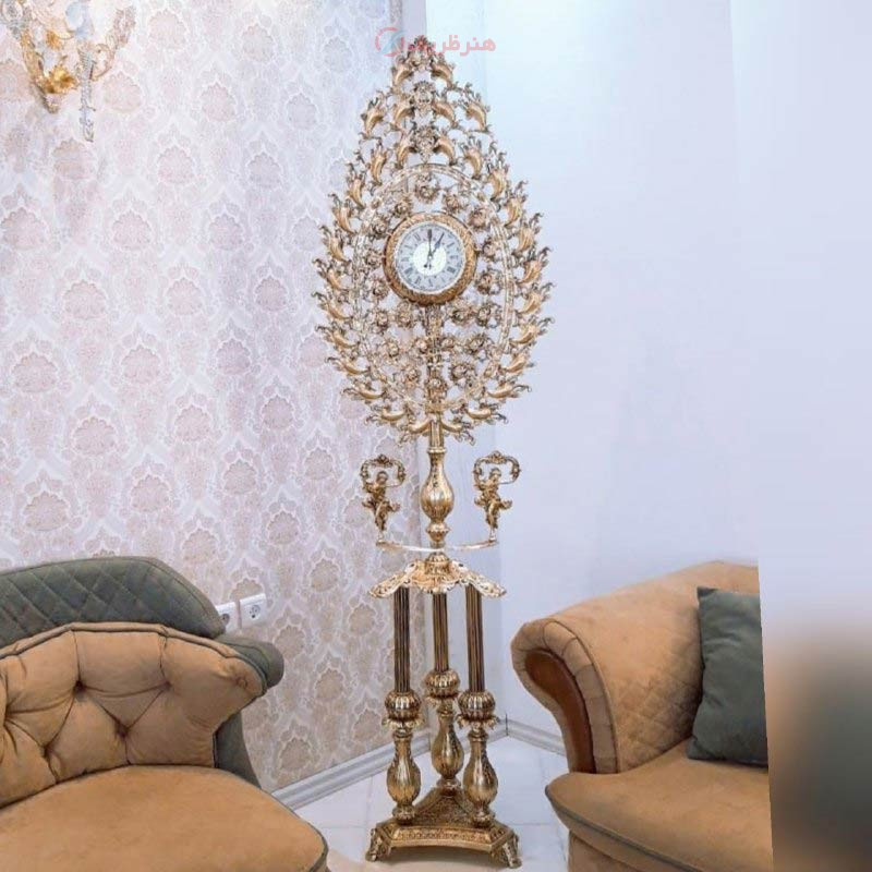 ساعت ایستاده طرح خوشه گندم، جنس آلیاژ آلومنیوم با آبکاری برنز