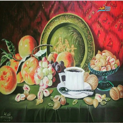 تابلو نقاشی میوه با تکنیک رنگ روغن، مناسب سالن پذیرایی و آشپزخانه، شیک و زیبا