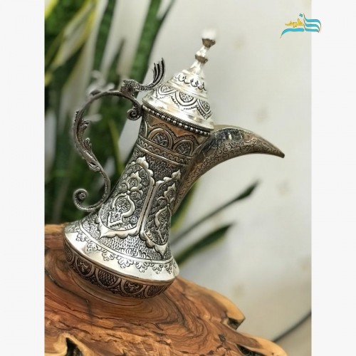 قهوه جوش ابکاری نقره همراه با ورق ضخیم برنج و سنگین وزن دارای روکش محافظ رنگ با کیفیت،ریز نقش