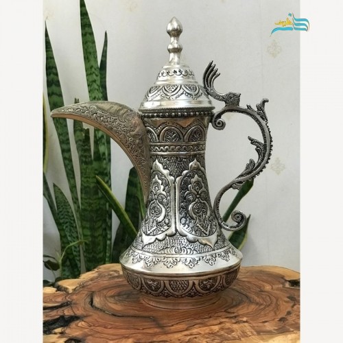 قهوه جوش ابکاری نقره همراه با ورق ضخیم برنج و سنگین وزن دارای روکش محافظ رنگ با کیفیت،ریز نقش | چترزندگی
