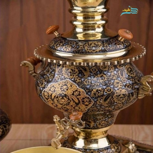سرویس زیبای سماور زغالی اعیانی و پرکار برنجی 6 لیتری، بسیار زیبا و دلنشین