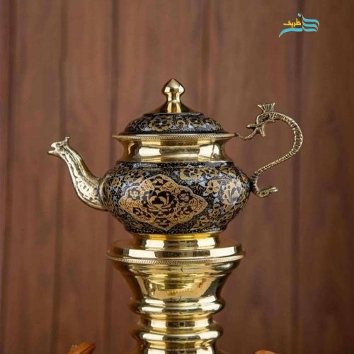 سرویس زیبای سماور زغالی اعیانی و پرکار برنجی 6 لیتری، بسیار زیبا و دلنشین