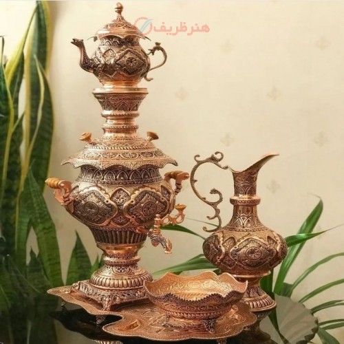 سماور مسی 8 لیتری با ورق 8 میل، بدون تغییر رنگ، پر نقش و زیبا | چترزندگی