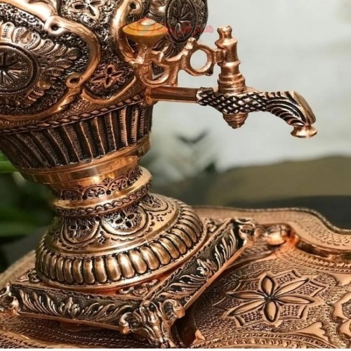 سماور مسی 8 لیتری با ورق 8 میل، بدون تغییر رنگ، پر نقش و زیبا