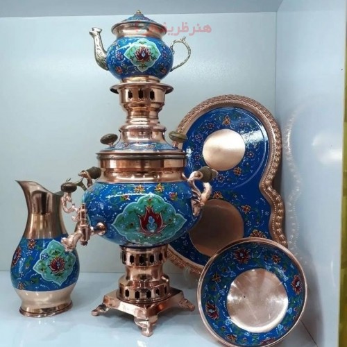 سرویس سماور مسی 5 لیتری نقاشی دست | چترزندگی