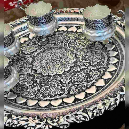 چایخوری برنجی قلمزنی دست ساز
