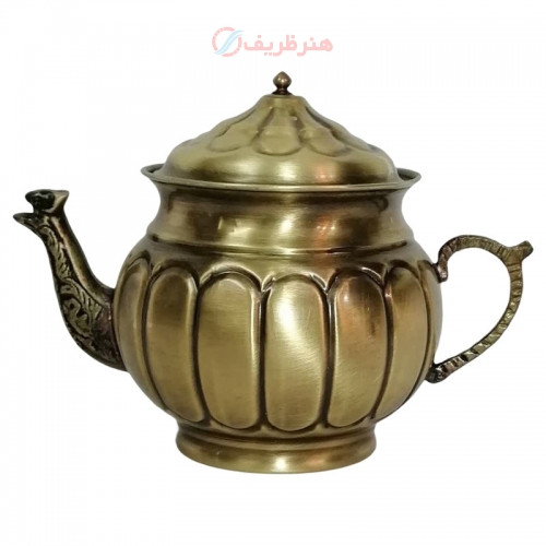 سرویس سماور زغالی 5 پارچه برنجی، مدل عدسی، ظرفیت 3 لیتر