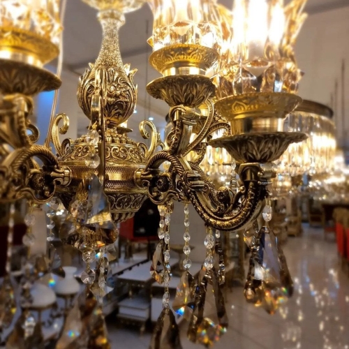 لوستر طرح دو گل لاله 5 شاخه دوبل آلومینیومی متوسط