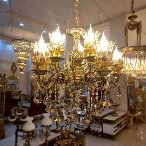 لوستر طرح دو گل لاله 5 شاخه دوبل آلومینیومی متوسط