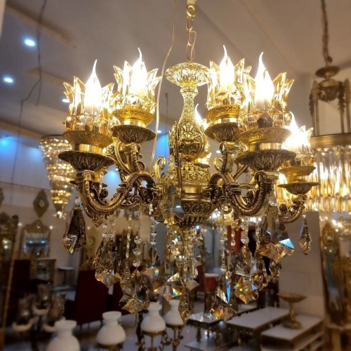 خرید، قیمت و مشخصات لوستر طرح دو گل لاله 5 شاخه دوبل آلومینیومی متوسط - چترزندگی