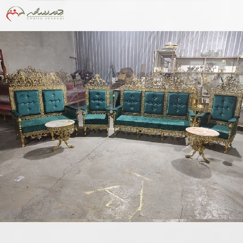 مبل 7 نفره برنزی با پارچه و فوم درجه یک با ضمانت و طراحی درجه یک