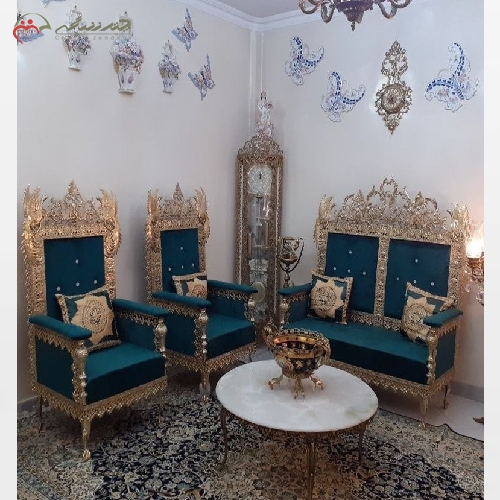 مبل برنزی طرح سیمرغ نیم ست، رنگ طلایی درجه یک و کیفیت بی نظیر تولید محصول