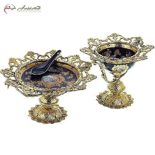 آجیل خوری و تنقلات خوری برنزی طرح دار بدنه کار شده و رنگ ثابت