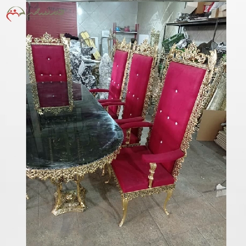 میز ناهار خوری 8 نفره سفارشی ساز بدنه برنزی مدل دسته دار