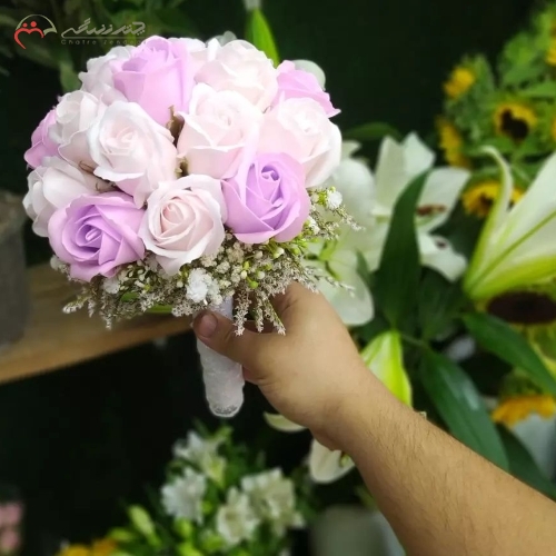 دسته گل بسیار زیبا و مصنوعی عروس، مناسب برای عقد و عروسی