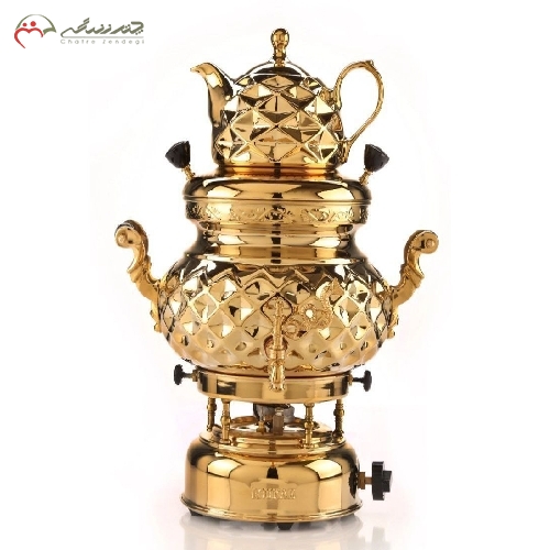 سماور گازی سه کاره ترموکوپل مشبک و بدنه برنجی کار شده و رنگ ثابت - چترزندگی