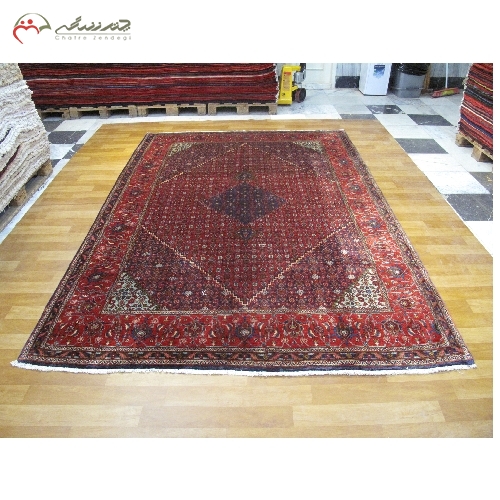 فرش دستبافت بیجار طرح ترنج و ماهی با الیاف درجه یک و ضمانت دوام فرش کد 39434 - چترزندگی