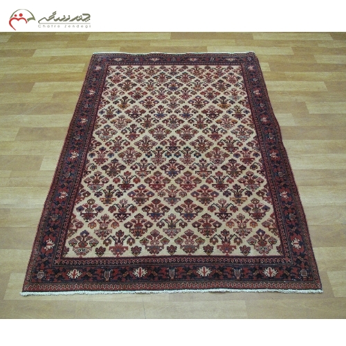 فرش دستبافت میمه با نقشه طرح ذرع و زمینه کرم رنگ با الیاف طبیعی با دوام کد 39441 - چترزندگی