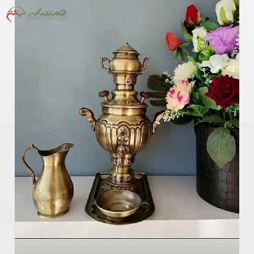 ست سماور ذغالی 1 لیتری همراه با پارچ، بدنه ساده با رنگ درجه یک با ضمانت و کیفیت بی نظیر - چترزندگی