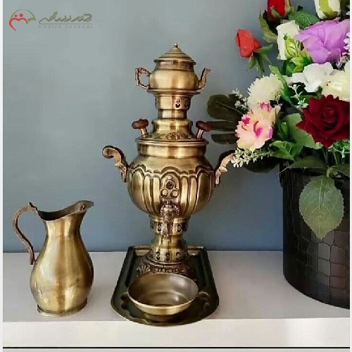 ست سماور ذغالی 1 لیتری همراه با پارچ، بدنه ساده با رنگ درجه یک با ضمانت و کیفیت بی نظیر