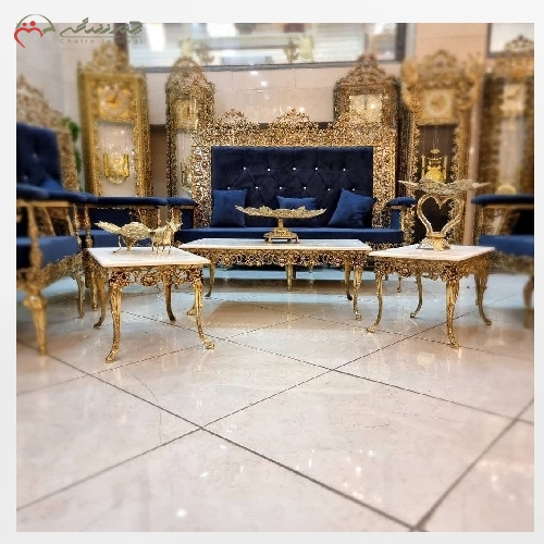مبلمان 7 نفره تمام برنزی با پارچه درجه یک و بدنه کار شده طراحی شیک و بی نظیر