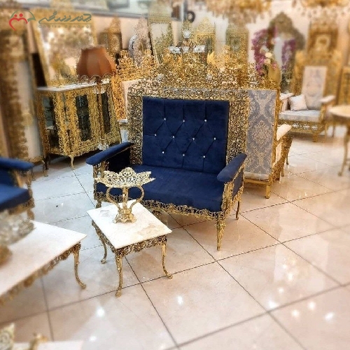 مبلمان 7 نفره تمام برنزی با پارچه درجه یک و بدنه کار شده طراحی شیک و بی نظیر