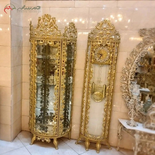ساعت ایستاده و بوفه نیم گرد مدل بادمجانی، بدنه آلیاژ آبکاری شده با ضمانت
