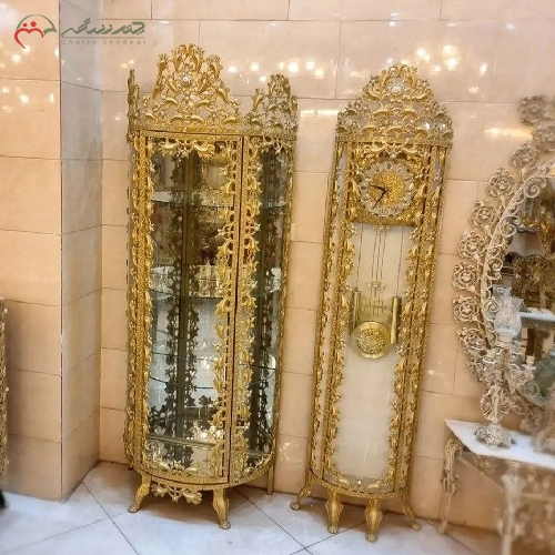ساعت ایستاده و بوفه نیم گرد مدل بادمجانی، بدنه آلیاژ آبکاری شده با ضمانت - چترزندگی