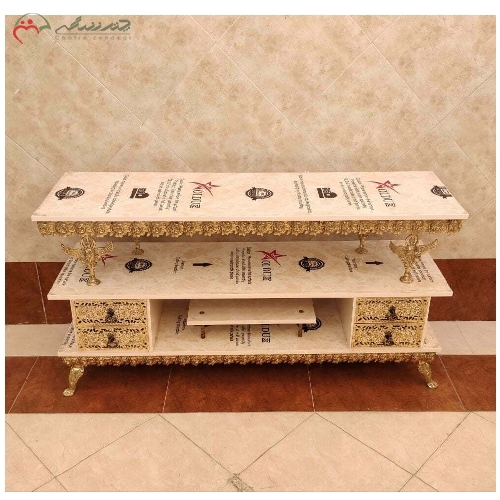 میز تلویزیون برنزی با طراحی شیک و ساده و بسیار کاربردی شامل گارانتی رنگ بدنه و دوام محصول کد 9603 - چترزندگی